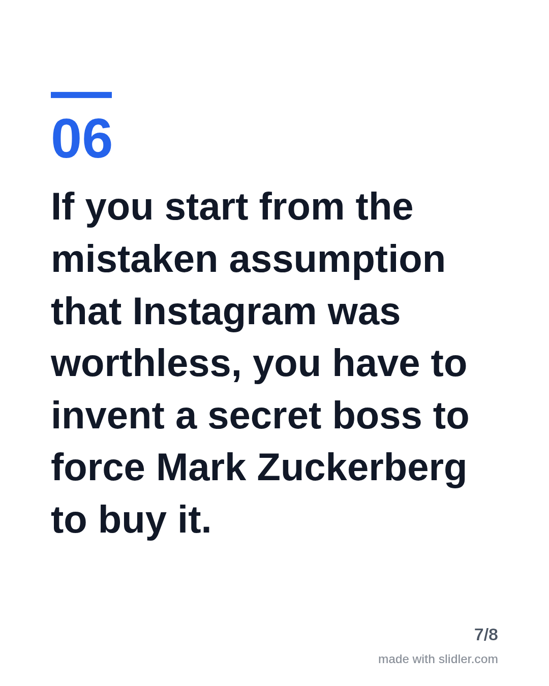 If you start from the mistaken assumption that Instagram was worthless, you have to invent a secret boss to force Mark Zuckerberg to buy it.