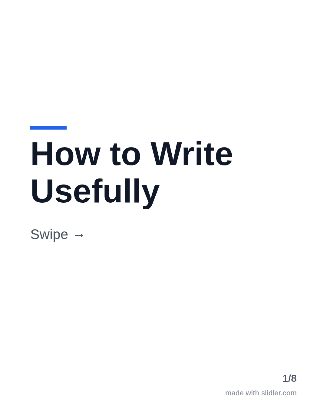 How to Write Usefully Swipe →
