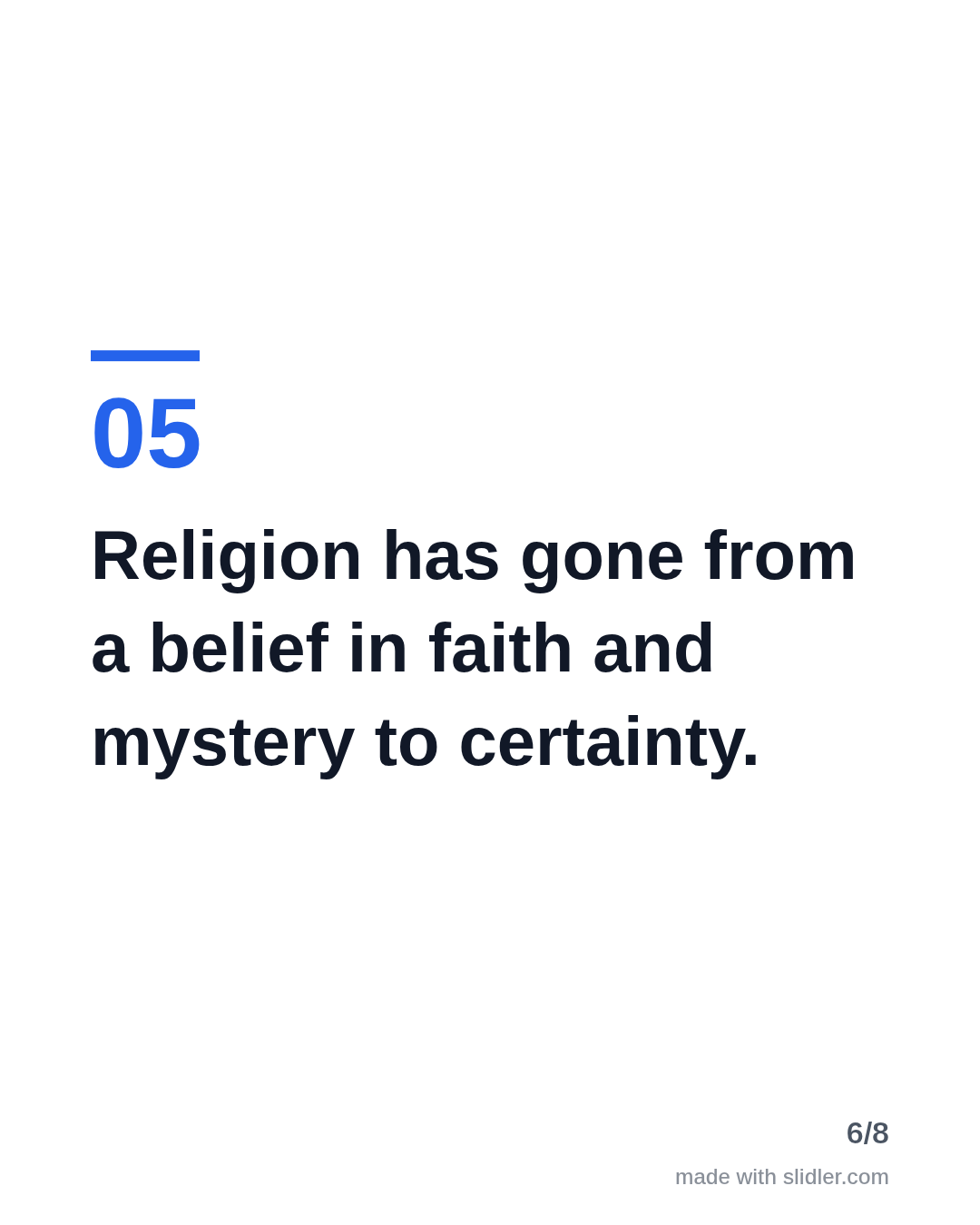 Religion has gone from a belief in faith and mystery to certainty.
