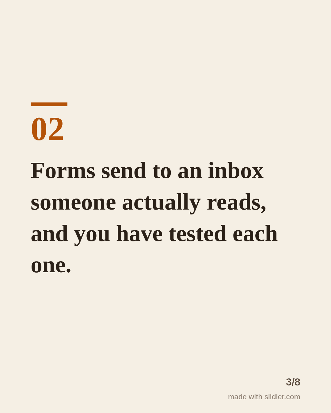 Forms send to an inbox someone actually reads, and you have tested each one.