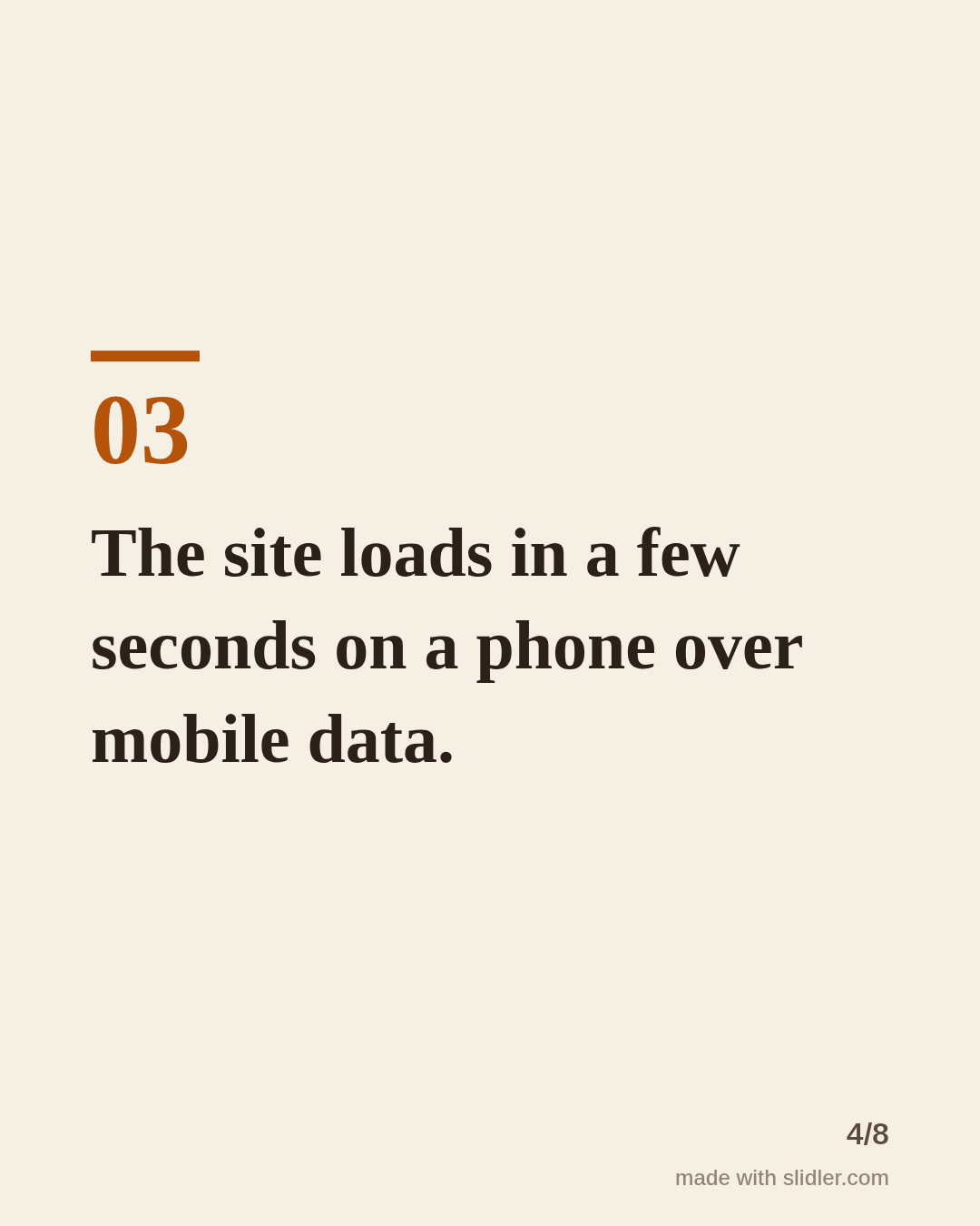 The site loads in a few seconds on a phone over mobile data.