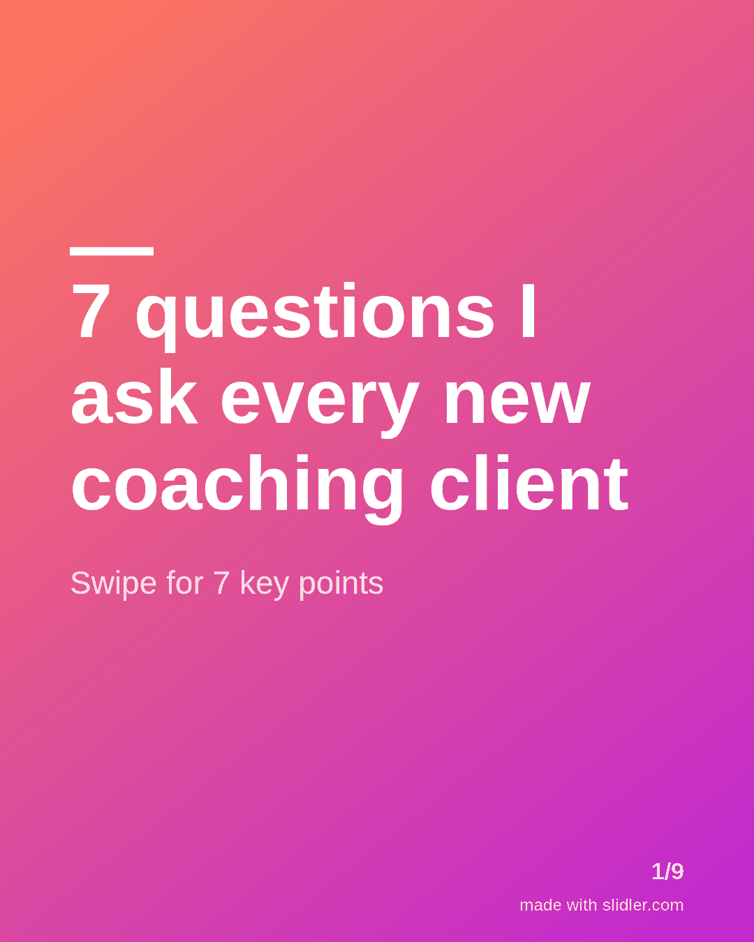7 questions I ask every new coaching client Swipe for 7 key points