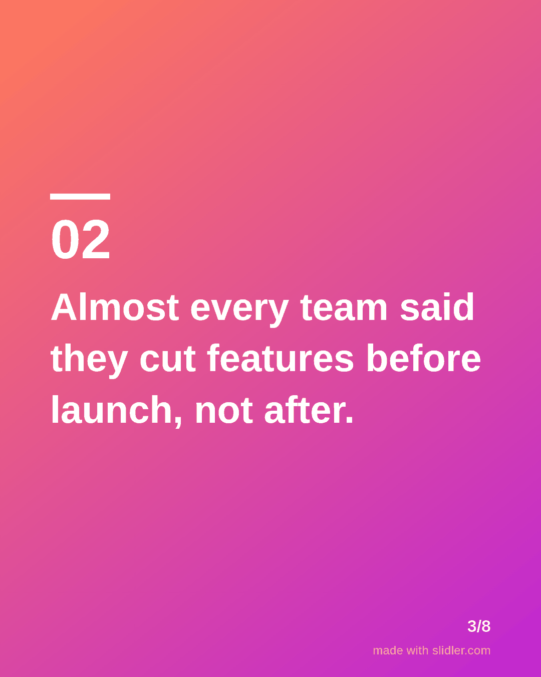 Almost every team said they cut features before launch, not after.