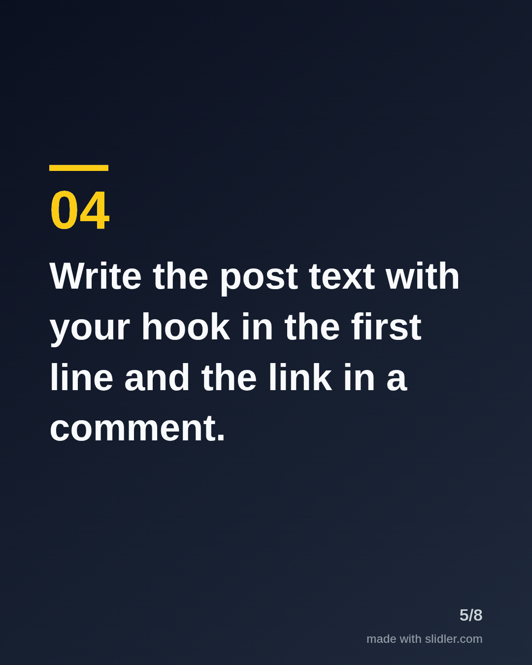 Write the post text with your hook in the first line and the link in a comment.