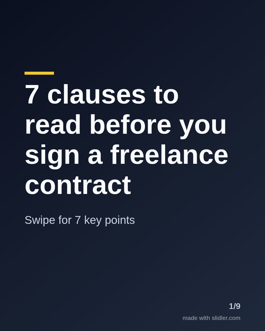 7 clauses to read before you sign a freelance contract Swipe for 7 key points