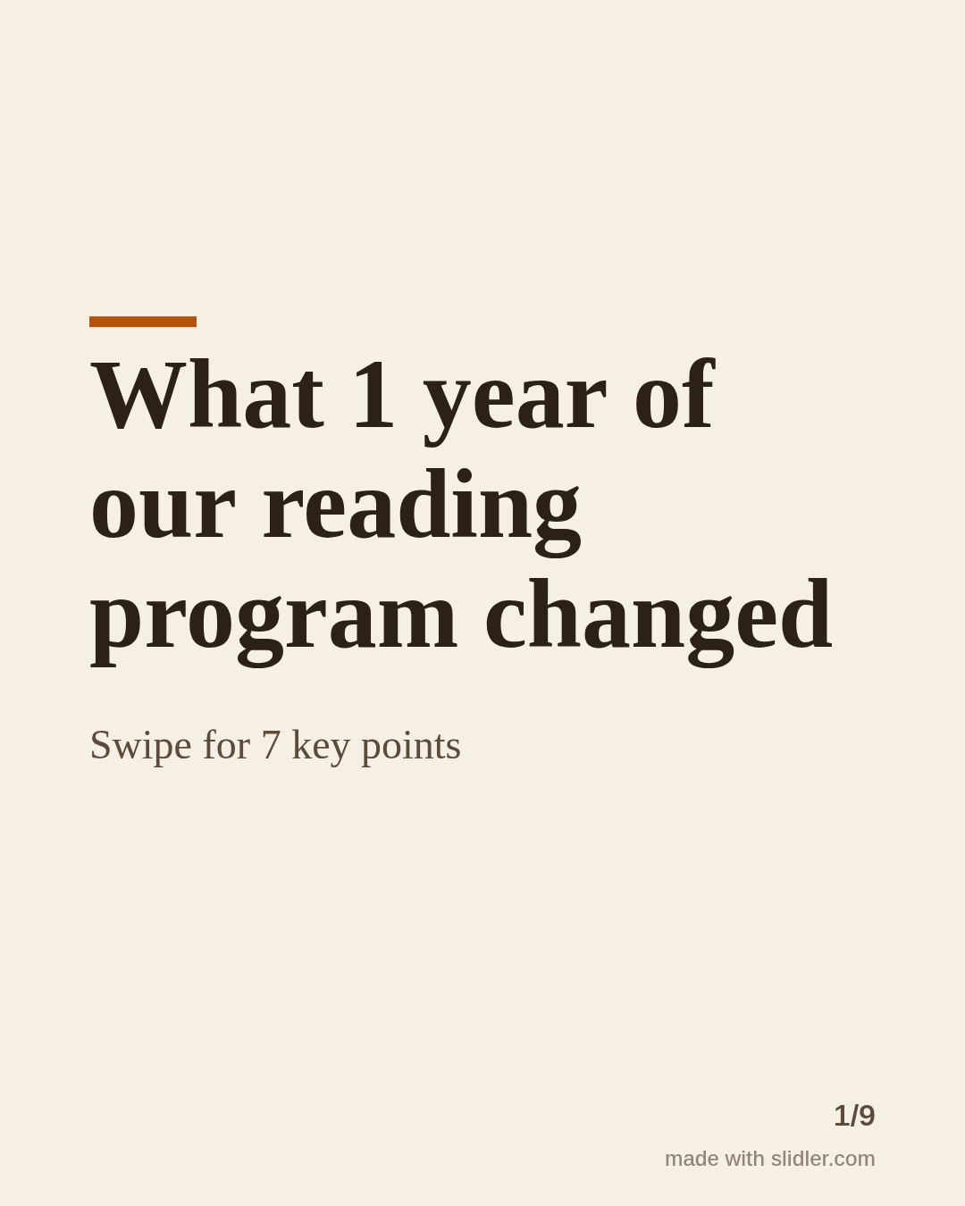 What 1 year of our reading program changed Swipe for 7 key points